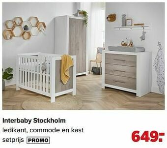 Baby-Dump Interbaby stockholm ledikant, commode en kast aanbieding