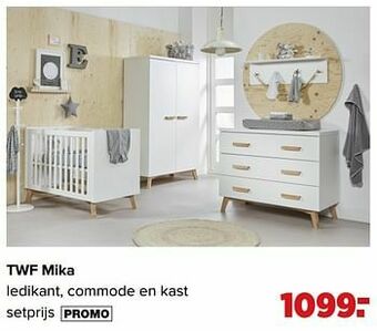 Baby-Dump Twf mika ledikant, commode en kast aanbieding