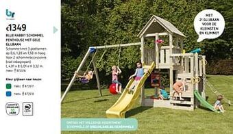 Dreamland Blue rabbit schommel penthouse met gele glijbaan aanbieding