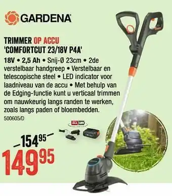 HandyHome Gardena trimmer op accu comfortcut 23-18v p4a aanbieding
