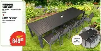 HandyHome Uittrekbare tafel vince + 8 stoelen vince aanbieding