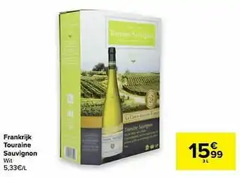 Carrefour Frankrijk touraine sauvignon wit aanbieding