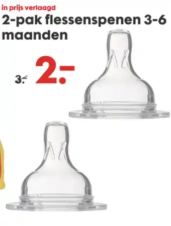 HEMA 2-pak Flessenspenen 3-6 maanden aanbieding
