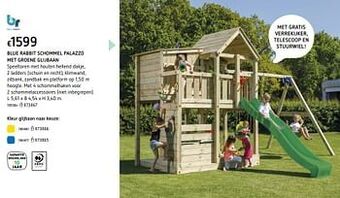 Dreamland Blue rabbit schommel palazzo met groene glijbaan aanbieding