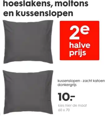 HEMA Kussenslopen - zacht katoen donkergrijs aanbieding