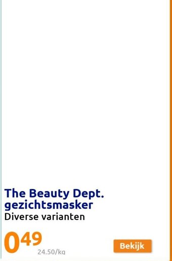 Action The beauty dept. gezichtsmasker aanbieding