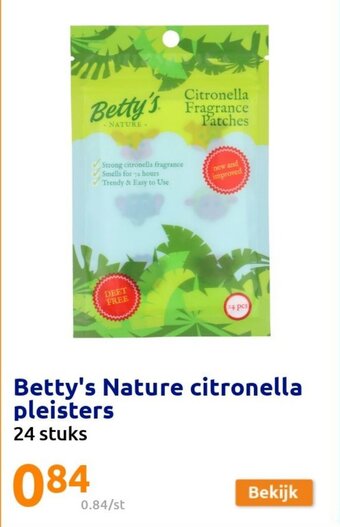 Action Betty's nature citronella pleisters 24 stuks aanbieding