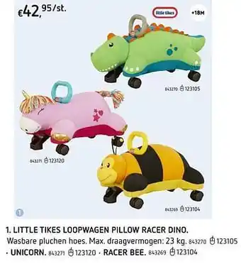 Dreamland Little tikes loopwagen pillow racer dino aanbieding