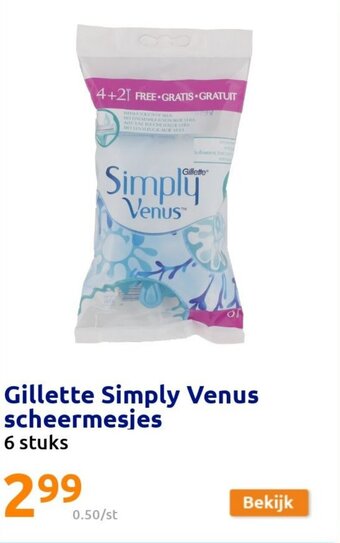 Action Gillette simply venus scheermesjes aanbieding