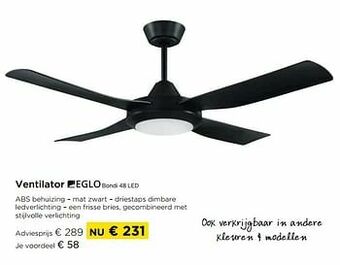 Molecule Ventilator eglo bondi 48 led aanbieding