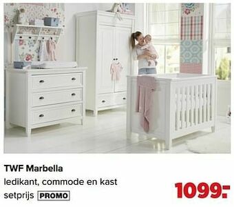 Baby-Dump Twf marbella ledikant, commode en kast aanbieding
