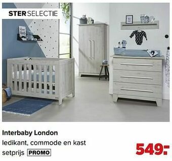 Baby-Dump Interbaby london ledikant, commode en kast aanbieding