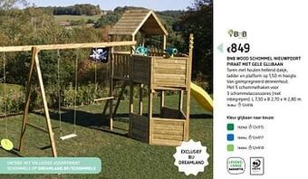 Dreamland Bnb wood schommel nieuwpoort piraat met gele glijbaan aanbieding