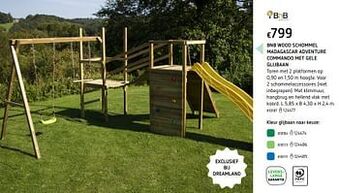 Dreamland Bnb wood schommel madagascar adventure commando met gele glijbaan aanbieding