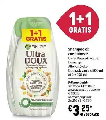 Delhaize Ultra Doux shampoo amandelmelk aanbieding