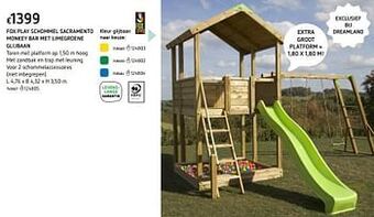 Dreamland Fox play schommel sacramento monkey bar met limegroene glijbaan aanbieding