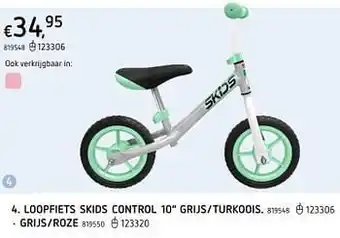 Dreamland Loopfiets skids control 10 grijs-turkoois. aanbieding