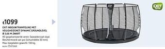 Dreamland Exit inbouwtrampoline met veiligheidsnet dynamic groundlevel ø 3,66 m zwart aanbieding