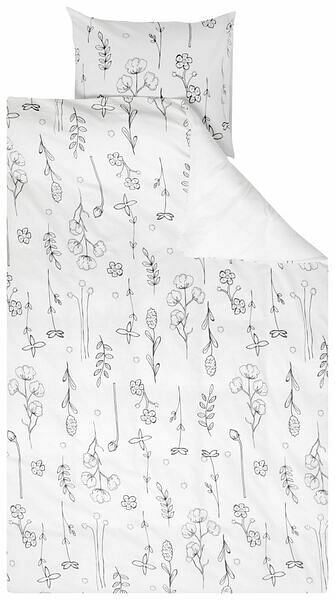 HEMA HEMA Dekbedovertrek Recycled Zacht Katoen Bloem Wit (wit) aanbieding