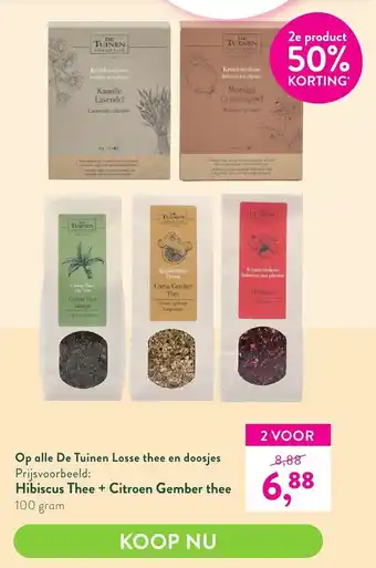 Holland & Barrett De Tuinen Losse Thee en Doosjes Hibiscus Thee + Citroen Gember Thee 2 Voor aanbieding