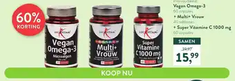 Holland & Barrett Lucovitaal Vegan Omega3 60 Capsules, Multi Vrouw 40 Tabletten, Super Vitamine C 1000mg 60 Capsules aanbieding