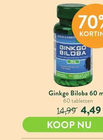 Holland & Barrett Holland & Barrett Ginkgo Biloba 60mg 60 Tabletten aanbieding