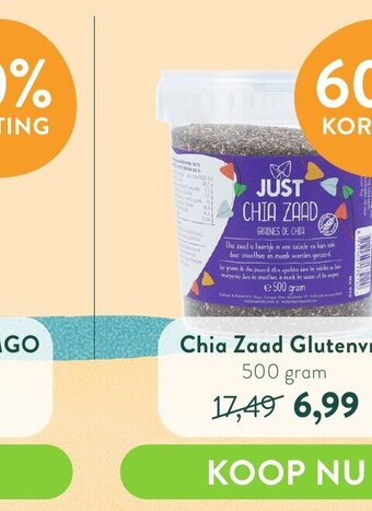 Holland & Barrett Chia Zaad Glutenvrij 500gm aanbieding