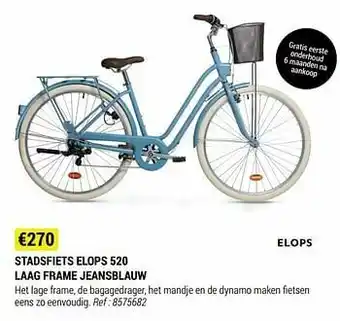 Stadsfiets elops 520 laag frame jeansblauw