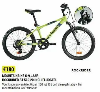 Decathlon Mountainbike 6-9 jaar rockrider st 500 20 inch fluogeel aanbieding