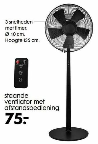 HEMA Staande ventilator met afstandsbediening aanbieding