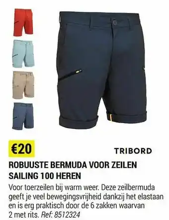 Robuuste bermuda voor zeilen sailing 100 heren