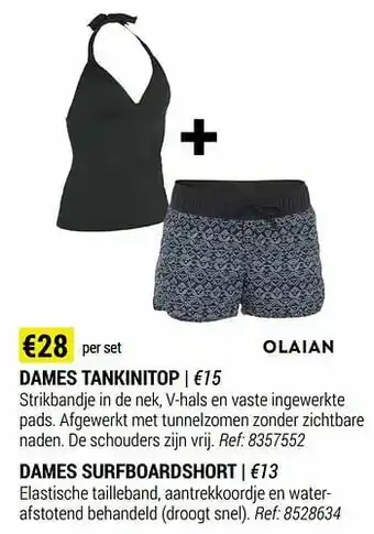 Decathlon Dames tankinitop + dames surfboardshort aanbieding