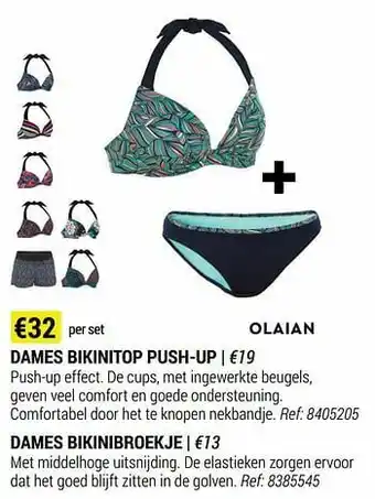 Decathlon Dames bikinitop push-up + dames bikinibroekje aanbieding