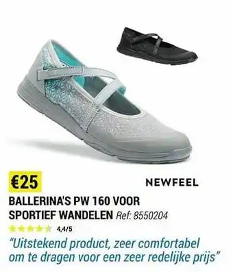Decathlon Ballerina`s pw 160 voor sportief wandelen aanbieding