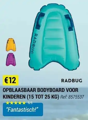 Decathlon Opblaasbaar bodyboard voor kinderen aanbieding