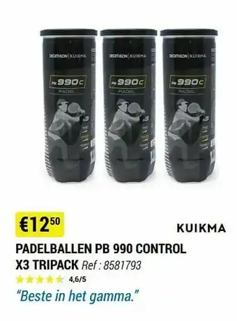 Decathlon Padelballen pb 990 control x3 tripack aanbieding