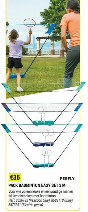 Decathlon Pack badminton easy set 3 m aanbieding