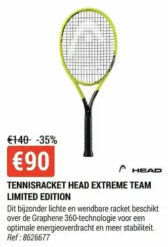 Decathlon Tennisracket head extreme team limited edition aanbieding