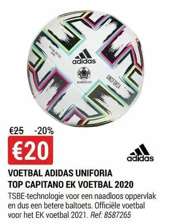 Decathlon Voetbal adidas uniforia top capitano ek voetbal 2020 aanbieding