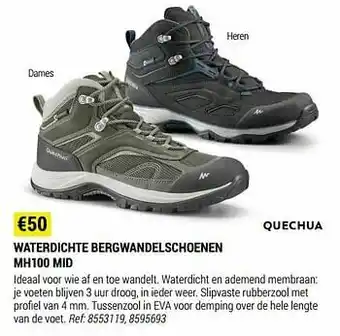 Decathlon Waterdichte bergwandelschoenen mh100 mid aanbieding