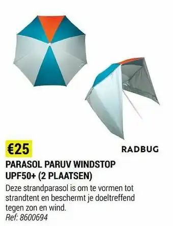 Decathlon Parasol paruv windstop upf50+ aanbieding