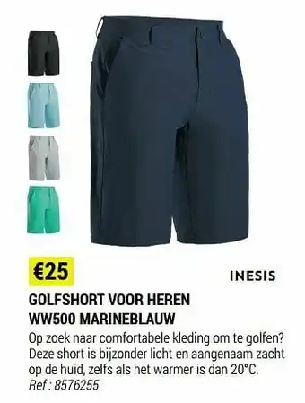Decathlon Golfshort voor heren ww500 marineblauw aanbieding