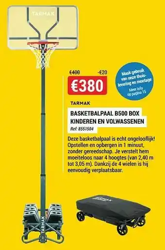 Decathlon Basketbalpaal b500 box kinderen en volwassenen aanbieding