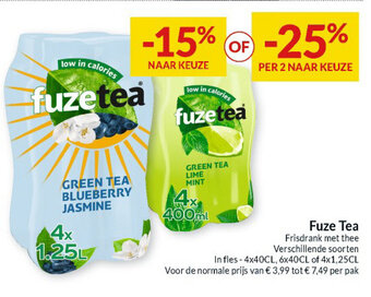 Intermarché Fuze Tea Frisdrank met Thee Vetschillende Soorten aanbieding