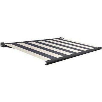 Brico Domasol zonnetent elektrisch ’Factor 20-A’ blauw/wit brede strepen 550 x 250 cm aanbieding