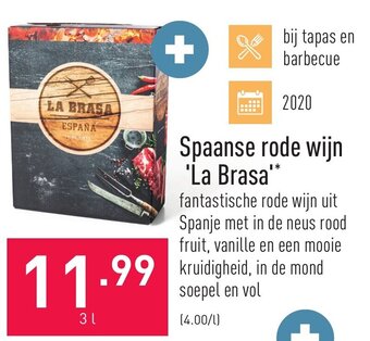ALDI Spaanse rode wijn La Brasa aanbieding