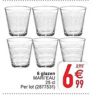 Cora 6 Glazen Mari-eau aanbieding