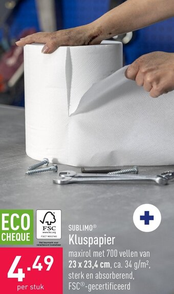 ALDI Sublimo Kluspapier aanbieding