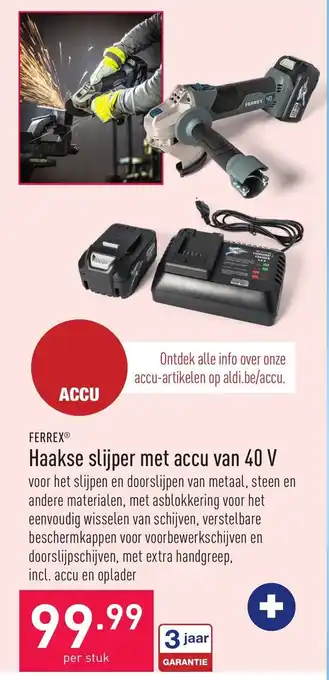 ALDI Ferrex Haakse slijper met accu van 40V aanbieding