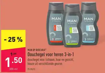 ALDI Man By Biocura Douchegel voor heren 3-in-1 aanbieding